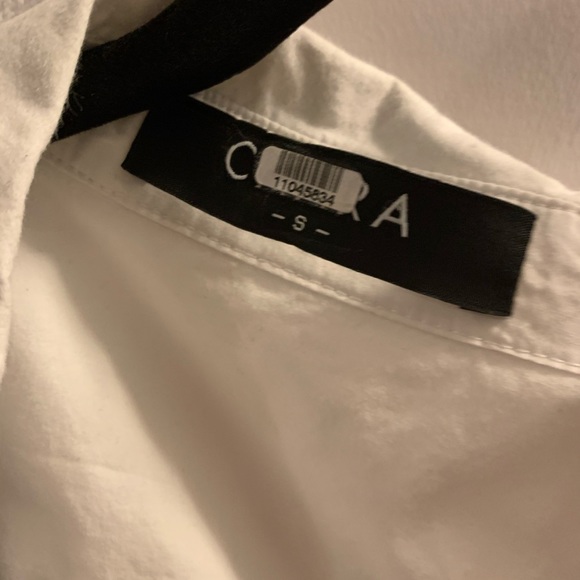 Small Cotton White Button Shirt Dress Swing Collar - Picture 11 of 11